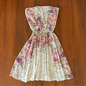 Vintage Floral and Polka Dot Semi Sheer Dress